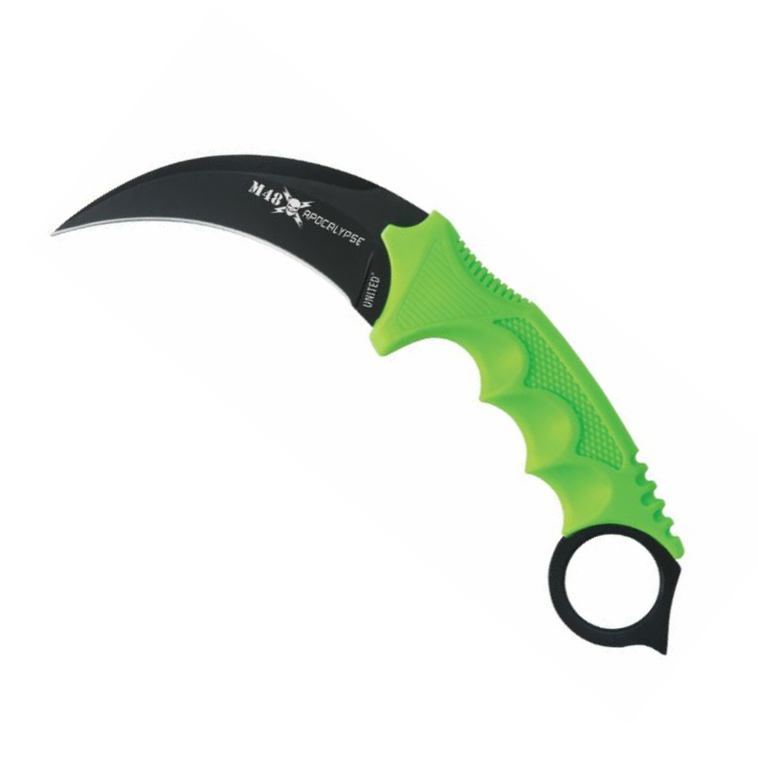 Falcon Karambit Fighting Claw Knife with Carrying Case – Zombie Green